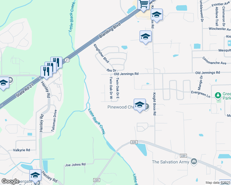 map of restaurants, bars, coffee shops, grocery stores, and more near 1614 Twin Oak Drive East in Middleburg