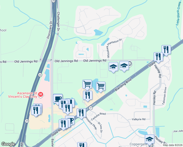 map of restaurants, bars, coffee shops, grocery stores, and more near 1611 Winners Circle in Middleburg