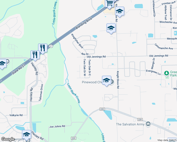 map of restaurants, bars, coffee shops, grocery stores, and more near 1614 Twin Oak Drive East in Middleburg