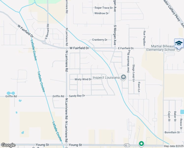 map of restaurants, bars, coffee shops, grocery stores, and more near Easy Rock Landing Drive in Broussard
