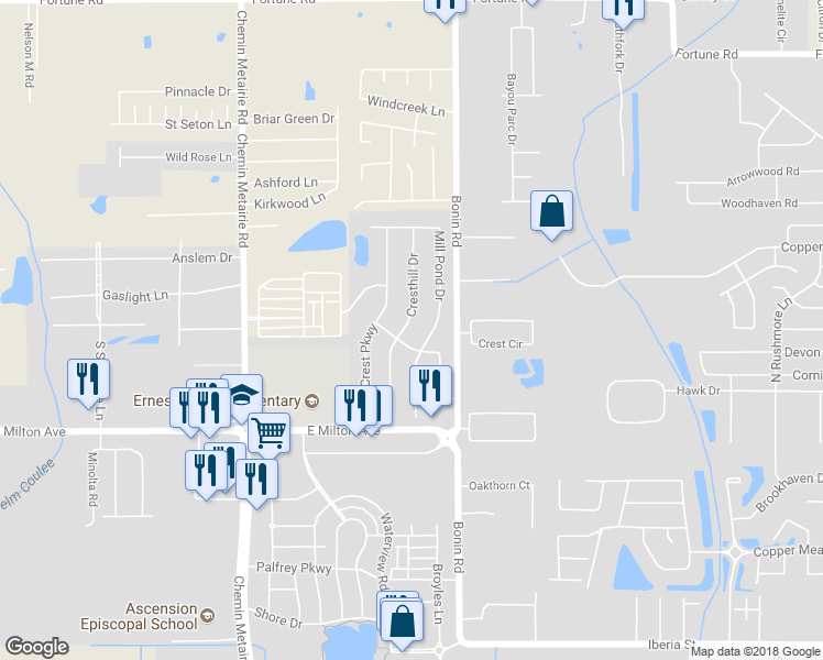 map of restaurants, bars, coffee shops, grocery stores, and more near 127 Cresthill Drive in Youngsville