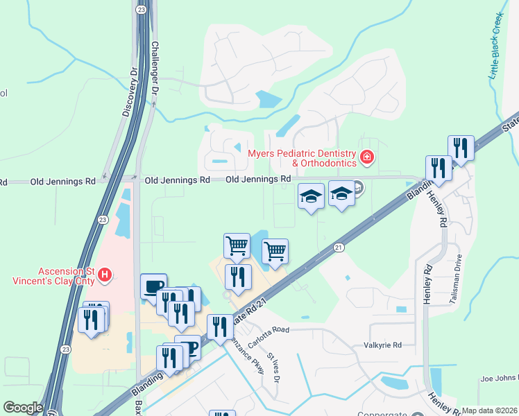 map of restaurants, bars, coffee shops, grocery stores, and more near 1611 Winners Circle in Middleburg