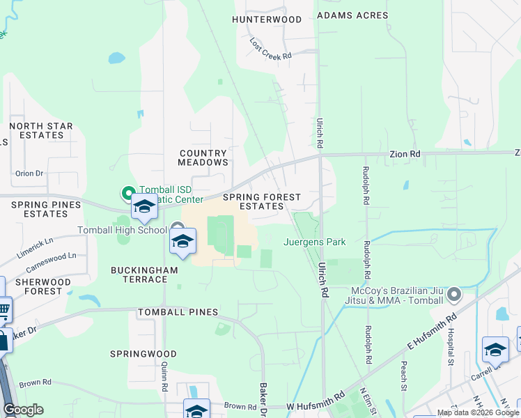 map of restaurants, bars, coffee shops, grocery stores, and more near 13515 Sleepy Lane in Tomball