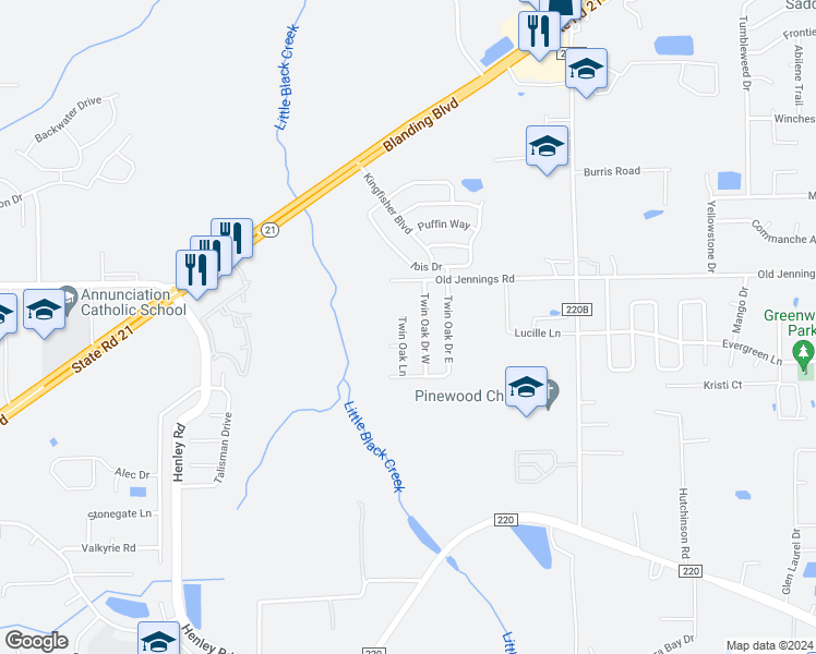 map of restaurants, bars, coffee shops, grocery stores, and more near 1605 Twin Oak Lane in Middleburg