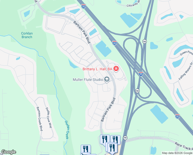 map of restaurants, bars, coffee shops, grocery stores, and more near 14626 Littleleaf Drive in Jacksonville
