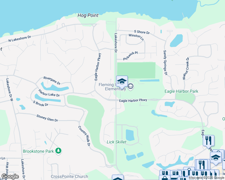 map of restaurants, bars, coffee shops, grocery stores, and more near 1547 Linkside Drive in Fleming Island