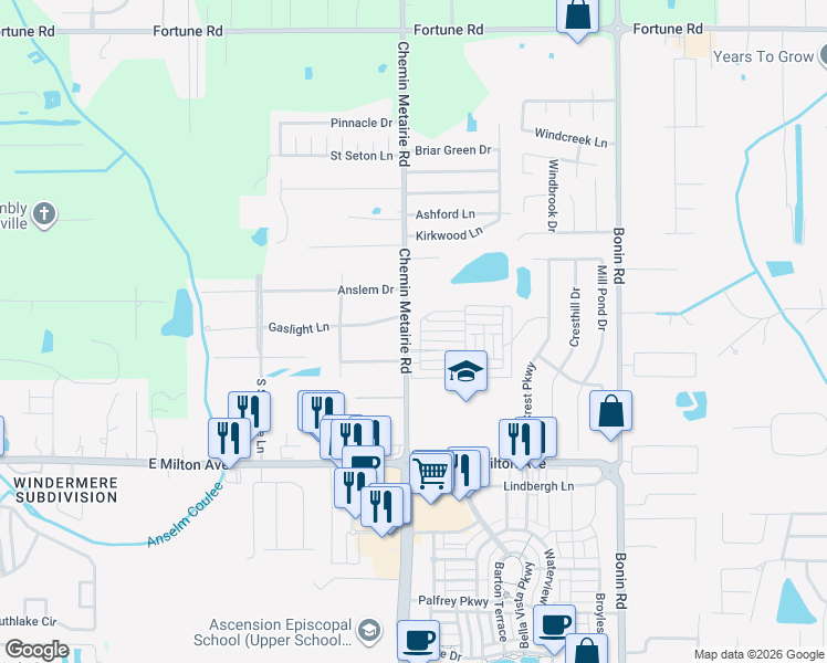 map of restaurants, bars, coffee shops, grocery stores, and more near 101-121 Gaslight Lane in Youngsville