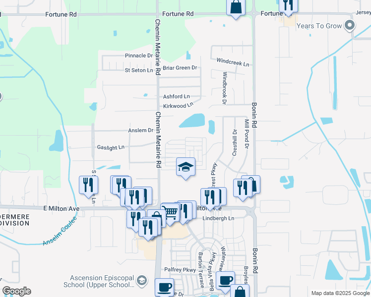 map of restaurants, bars, coffee shops, grocery stores, and more near Pettigrove Drive in Youngsville