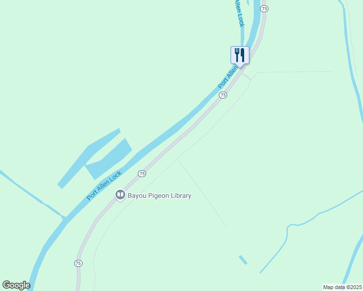 map of restaurants, bars, coffee shops, grocery stores, and more near 36265 Louisiana 75 in Plaquemine
