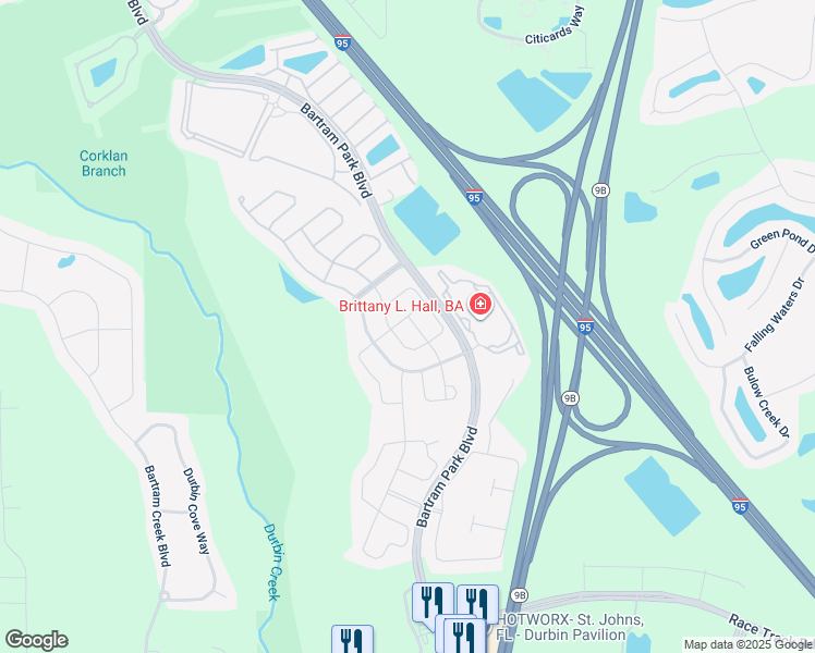 map of restaurants, bars, coffee shops, grocery stores, and more near 14626 Littleleaf Drive in Jacksonville