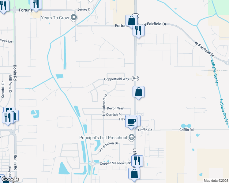 map of restaurants, bars, coffee shops, grocery stores, and more near 304 N Rushmore Ln in Youngsville