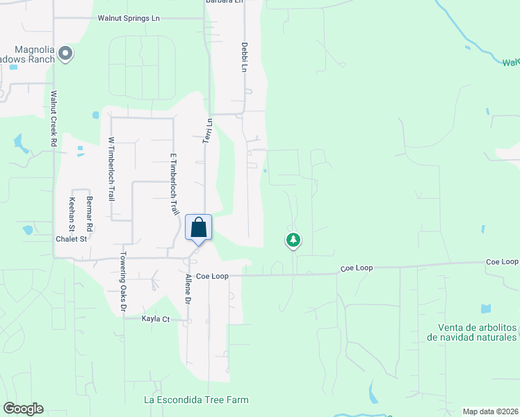 map of restaurants, bars, coffee shops, grocery stores, and more near 31210 Debbi Lane in Magnolia