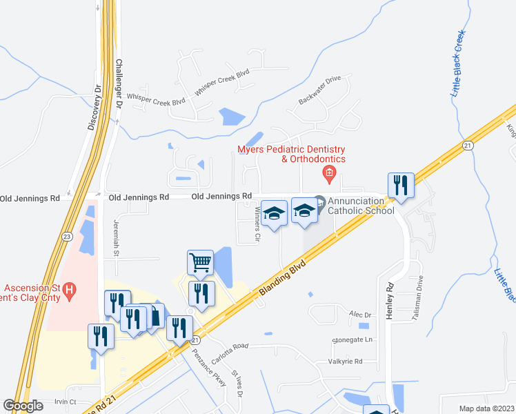 map of restaurants, bars, coffee shops, grocery stores, and more near 1611 Winners Circle in Middleburg