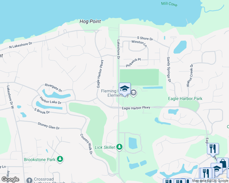 map of restaurants, bars, coffee shops, grocery stores, and more near 1527 Linkside Drive in Fleming Island