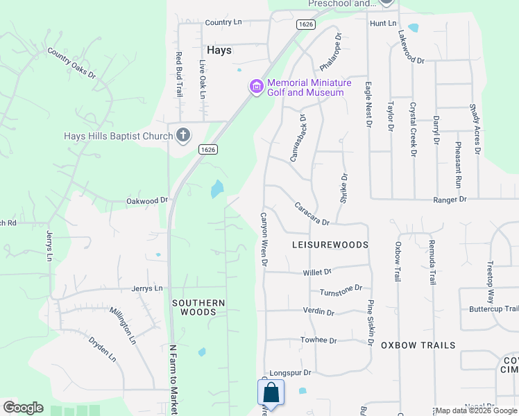 map of restaurants, bars, coffee shops, grocery stores, and more near 201 Nuthatch Drive in Buda