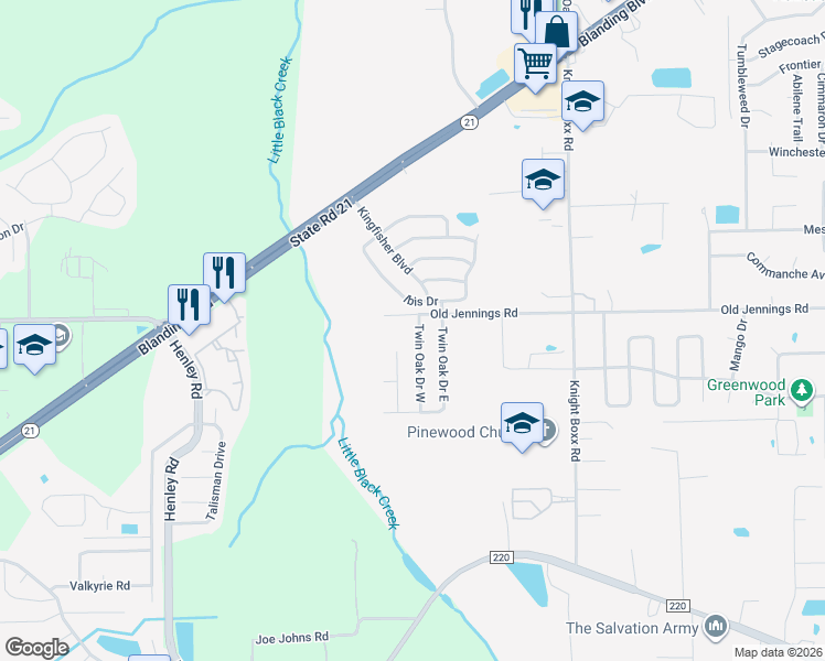 map of restaurants, bars, coffee shops, grocery stores, and more near 1594 Twin Oak Drive West in Middleburg