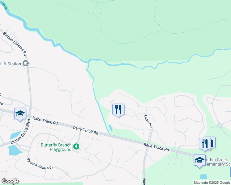 map of restaurants, bars, coffee shops, grocery stores, and more near 1109 Roundtree Circle in Jacksonville