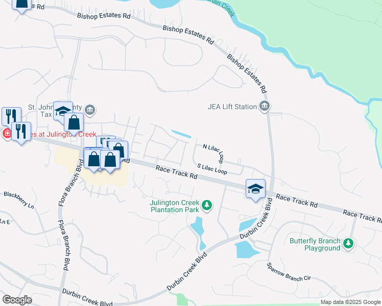 map of restaurants, bars, coffee shops, grocery stores, and more near 854 South Lilac Loop in Saint Johns