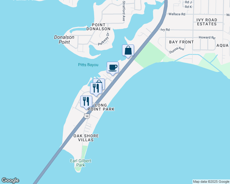 map of restaurants, bars, coffee shops, grocery stores, and more near 6085 U.S. 98 in Panama City
