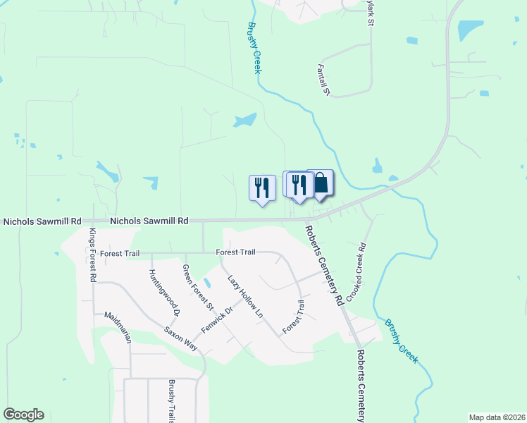 map of restaurants, bars, coffee shops, grocery stores, and more near 23701 Nichols Sawmill Road in Hockley