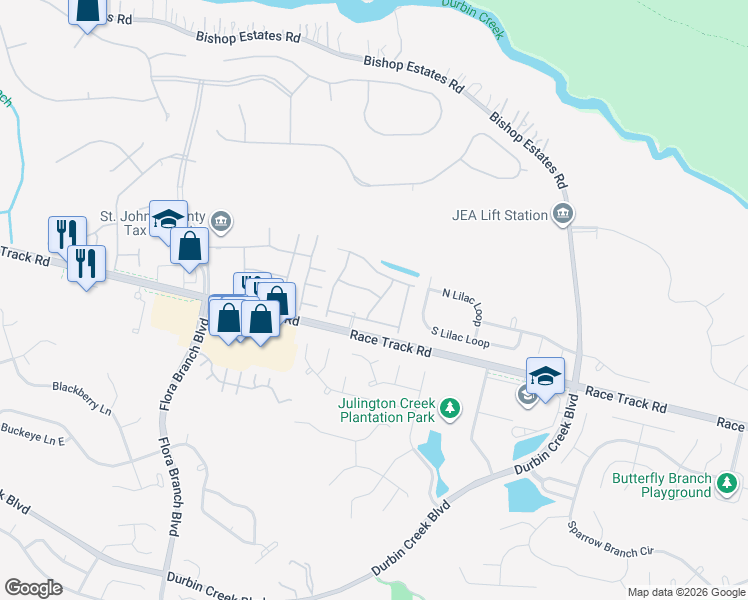 map of restaurants, bars, coffee shops, grocery stores, and more near 230 Beech Brook Street in Saint Johns