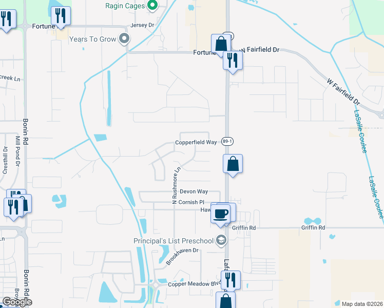 map of restaurants, bars, coffee shops, grocery stores, and more near 304 North Rushmore Lane in Youngsville