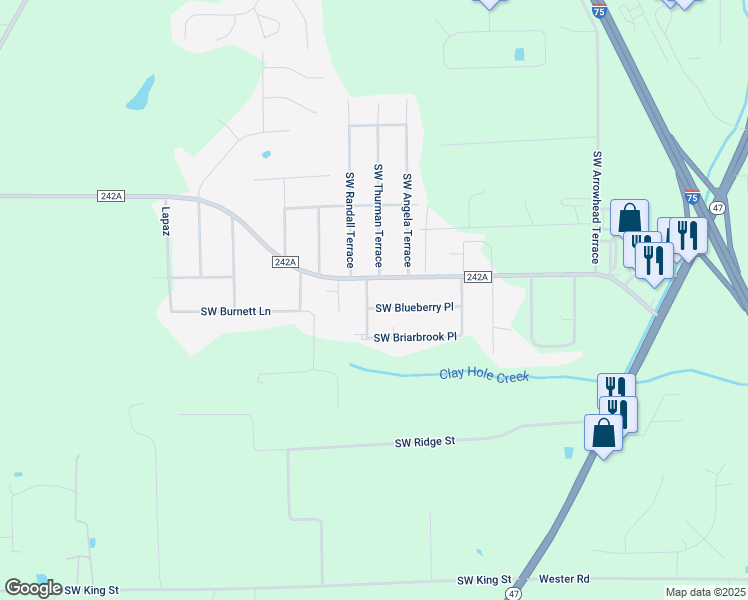map of restaurants, bars, coffee shops, grocery stores, and more near 294 SouthWest Blueberry Place in Lake City