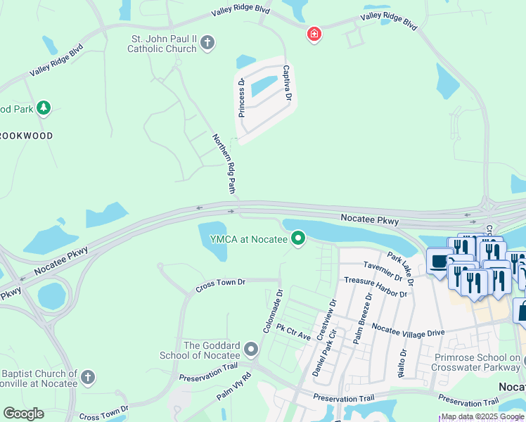 map of restaurants, bars, coffee shops, grocery stores, and more near 915 Nocatee Parkway in Ponte Vedra Beach