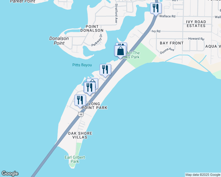 map of restaurants, bars, coffee shops, grocery stores, and more near 6071 U.S. 98 in Panama City