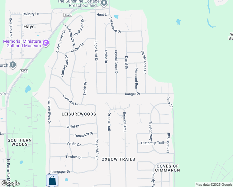 map of restaurants, bars, coffee shops, grocery stores, and more near 13344 Crystal Creek Drive in Buda