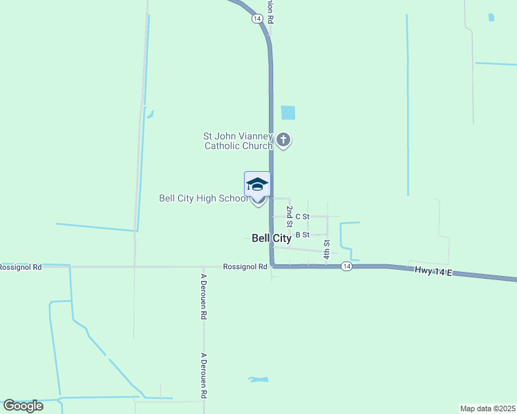 map of restaurants, bars, coffee shops, grocery stores, and more near 7161 Louisiana 14 in Bell City