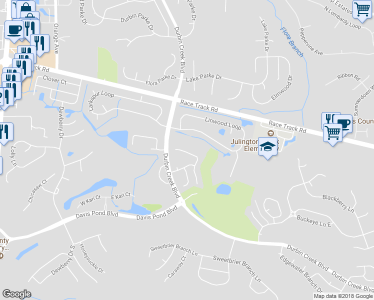 map of restaurants, bars, coffee shops, grocery stores, and more near 861 Putters Green Way North in Saint Johns