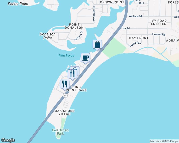 map of restaurants, bars, coffee shops, grocery stores, and more near 6035 U.S. 98 in Panama City