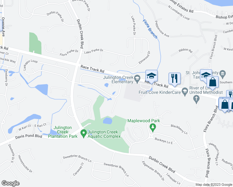 map of restaurants, bars, coffee shops, grocery stores, and more near 1152 Linwood Loop in Saint Johns
