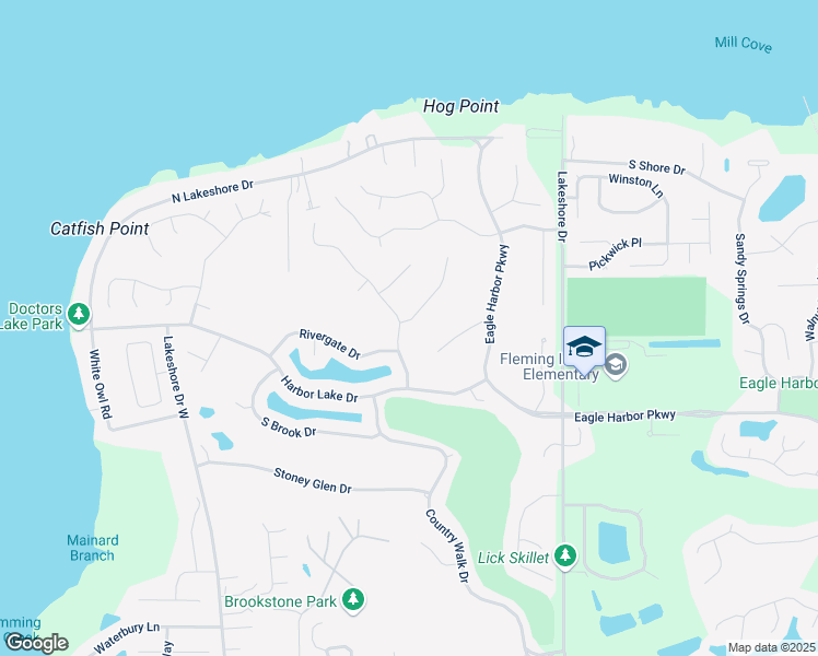 map of restaurants, bars, coffee shops, grocery stores, and more near 1667 Waters Edge Drive in Fleming Island