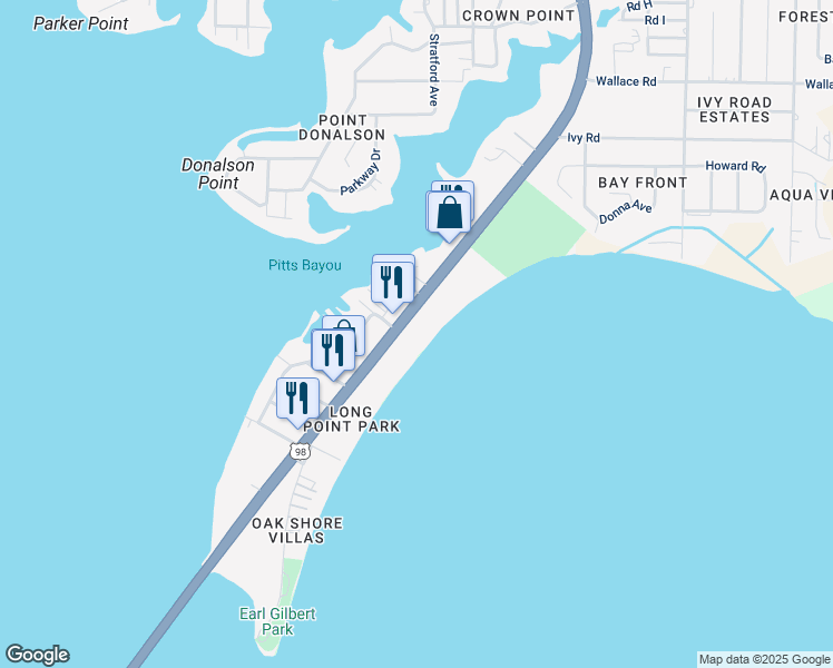 map of restaurants, bars, coffee shops, grocery stores, and more near 6035 U.S. 98 in Panama City