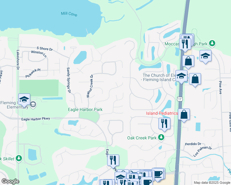 map of restaurants, bars, coffee shops, grocery stores, and more near 1420 Green Turtle Court in Orange Park