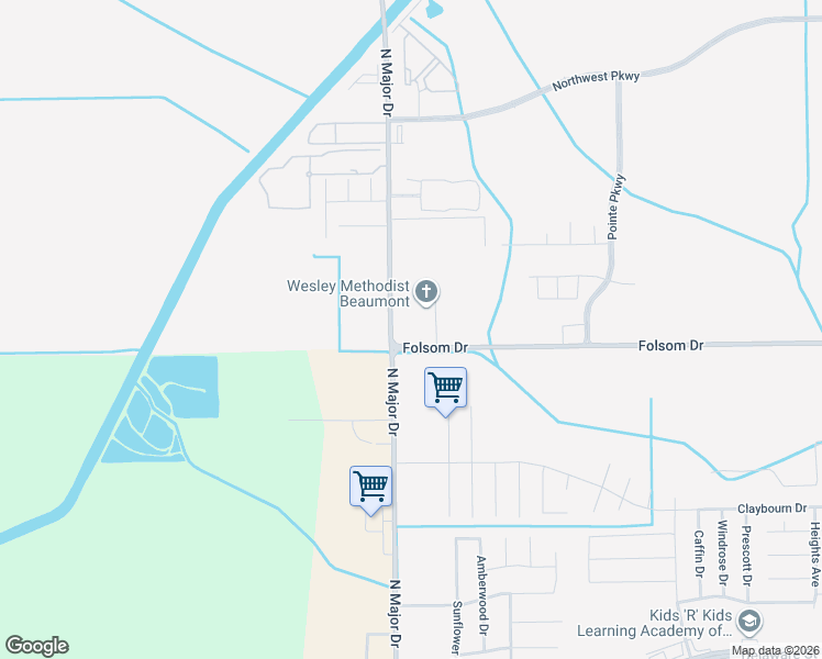 map of restaurants, bars, coffee shops, grocery stores, and more near 3810 North Major Drive in Beaumont