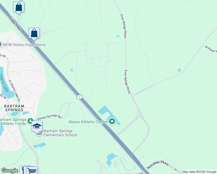 map of restaurants, bars, coffee shops, grocery stores, and more near 14581 Needham Drive in Jacksonville