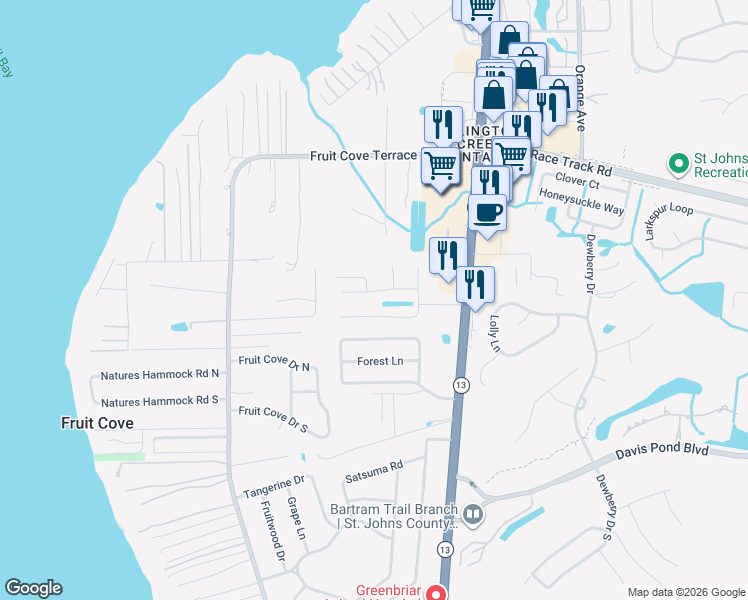 map of restaurants, bars, coffee shops, grocery stores, and more near 1462 Otoes Place in Jacksonville
