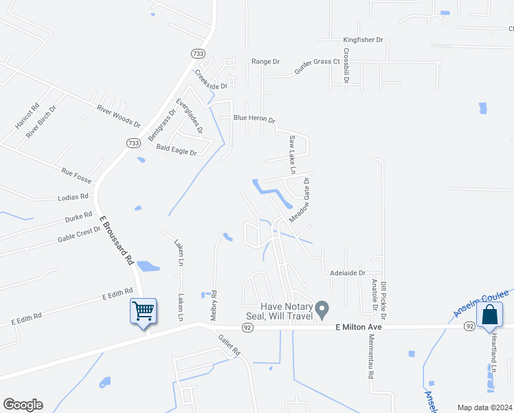 map of restaurants, bars, coffee shops, grocery stores, and more near 214 Crenshaw Drive in Lafayette