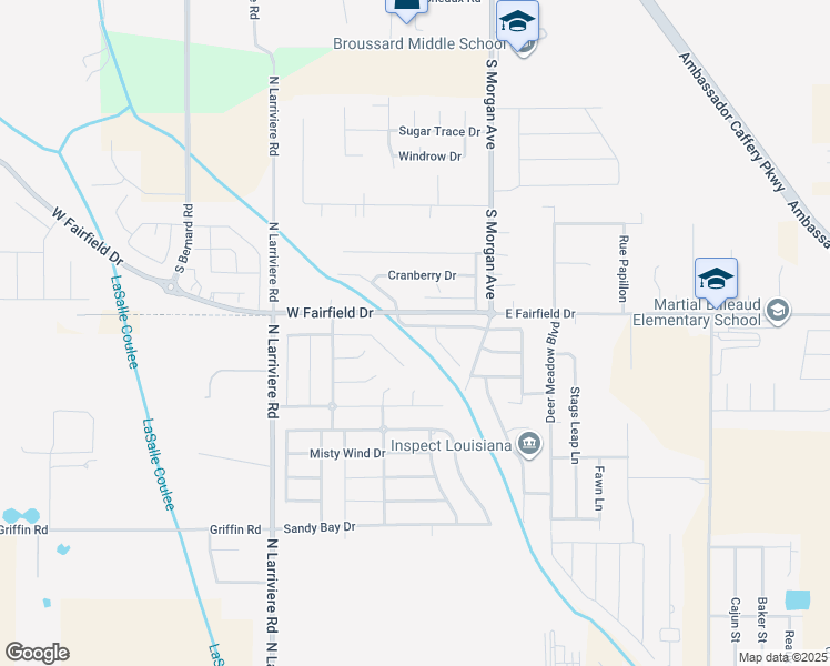 map of restaurants, bars, coffee shops, grocery stores, and more near 102 Bayou Des Glaises Road in Broussard