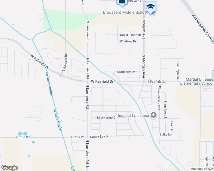 map of restaurants, bars, coffee shops, grocery stores, and more near 105 Turnmill Drive in Broussard