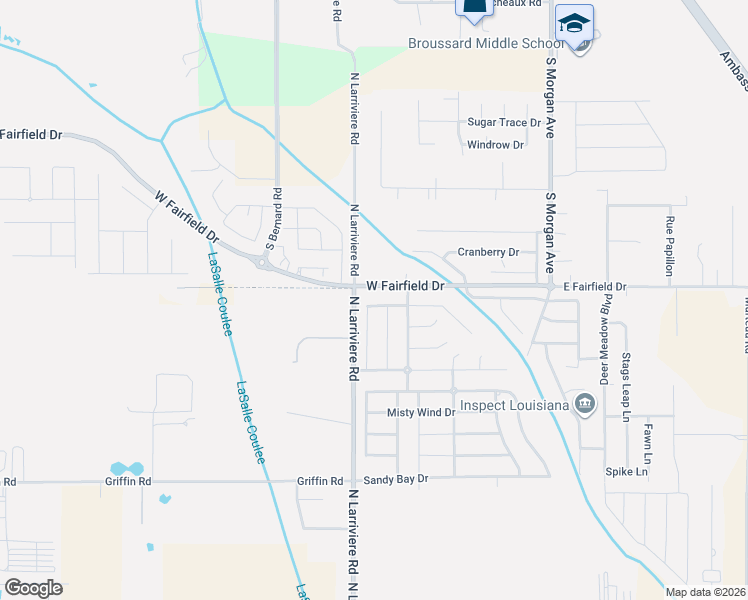 map of restaurants, bars, coffee shops, grocery stores, and more near Autumn Brook Drive in Broussard