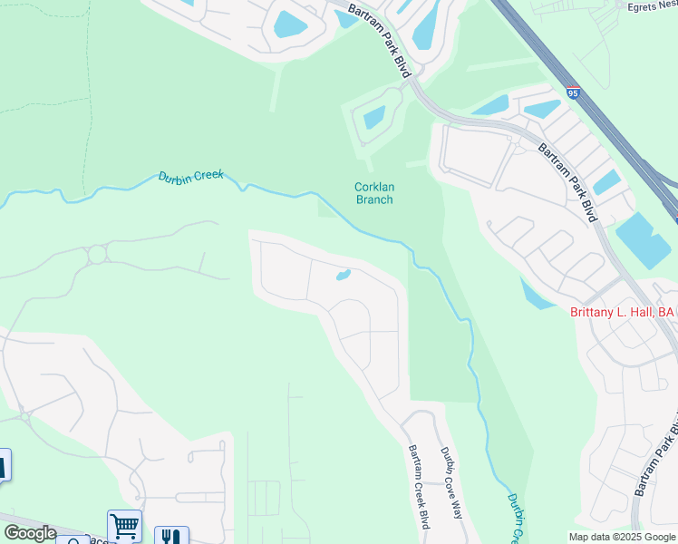 map of restaurants, bars, coffee shops, grocery stores, and more near 14501 Barred Owl Way in Jacksonville