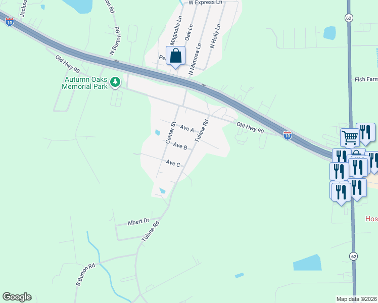 map of restaurants, bars, coffee shops, grocery stores, and more near 9294 Tulane Road in Orange