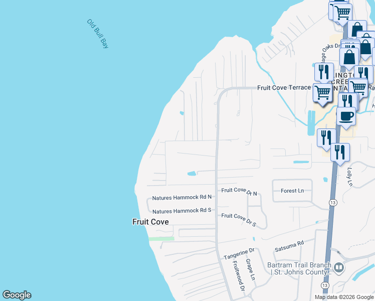 map of restaurants, bars, coffee shops, grocery stores, and more near 1146 Popolee Road in Jacksonville