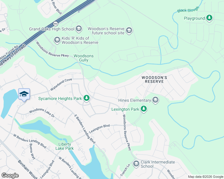 map of restaurants, bars, coffee shops, grocery stores, and more near Pleasant Ridge Drive in Spring