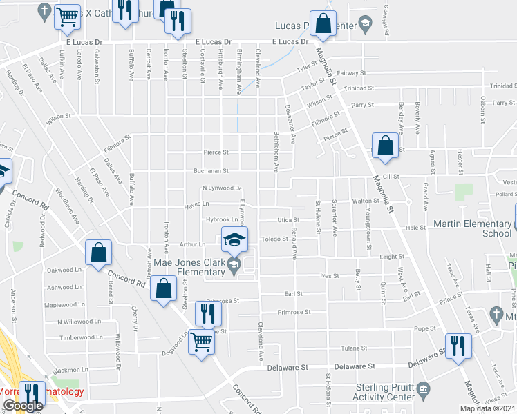 map of restaurants, bars, coffee shops, grocery stores, and more near 2300 Hayes Lane in Beaumont