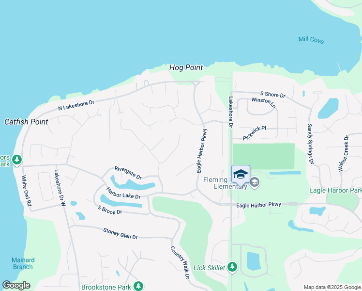 map of restaurants, bars, coffee shops, grocery stores, and more near 1521 Waterbridge Court in Fleming Island